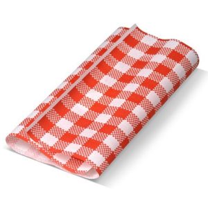 #Greaseproof Paper Gingham Red 190 x 300mm - 200/ream