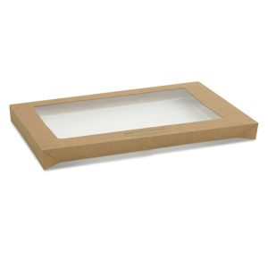 kraft catering tray lid large-PLA window-100/CTN