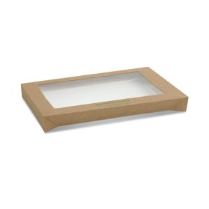 kraft catering tray lid medium-PLA window-100/CTN