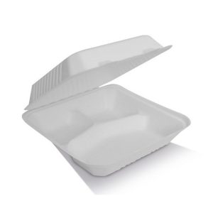 Sugarcane Clamshell 9''/3 Compartments 200pc/ctn