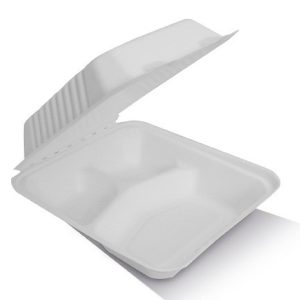 Clamshell Sugarcane 8" 3 Compartments 200pc/ctn